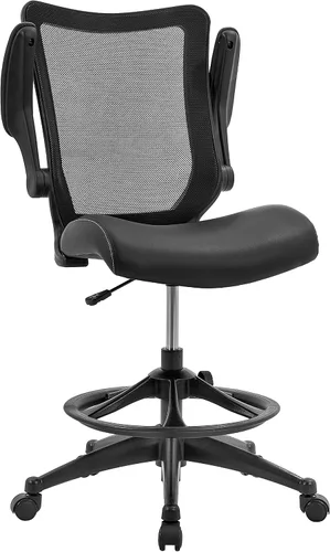 Miniatura 10 de OfficeFactor - Silla de escritorio de oficina, silla de escritorio ajustable de capacidad de 300 libras, reposabrazos abatibles, ruedas