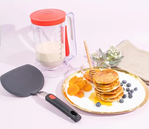 Miniatura 2 de Vertedor de panqueques y dispensador de masa para cupcakes sin desorden Capacidad de 4 tazas Control de vertido de precisión y mango fácil