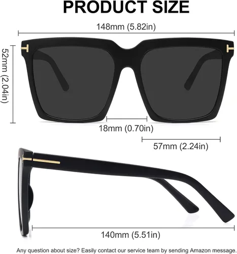 Miniatura 5 de STORYCOAST Gafas de sol cuadradas de gran tamaño para mujer gafas de sol grandes de lujo protección UV400