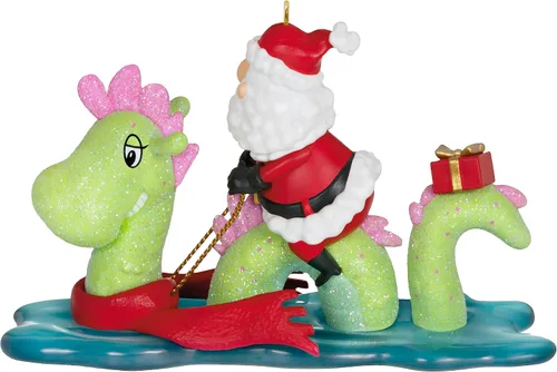 Miniatura 2 de Adorno de Navidad Hallmark Keepsake 2023, Solo cree, Papá Noel y el monstruo del lago Ness, regalos de colección de Papá Noel