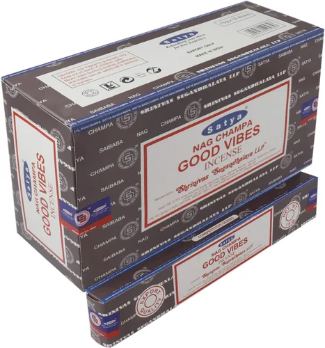 Sharvgun Satya Nag Champa Good Vibes Fragancia en barra de incienso paquete de 12 fragancias Aggarbatti Home Scent aromaterapia 15G x 12 unidades