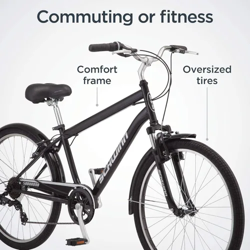 Miniatura 3 de Schwinn Suburban Bicicleta de confort para adultos, hombres y mujeres, ruedas de 26 pulgadas, transmisión de 7 velocidades, marco de aluminio de 16