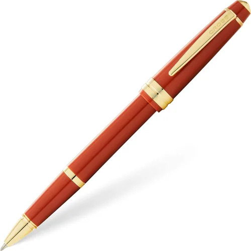 Cross Bailey Light Bolígrafo Roller Recargable Presentado en una Caja de Regalo Cotidiana - Punta Media, Tinta Negra, Ámbar Pulido