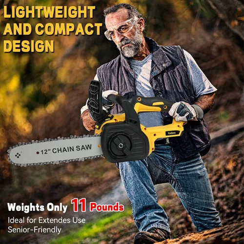 Miniatura 6 de Motosierra inalámbrica sin escobillas de 12 pulgadas para batería Dewalt de 20 V MAX, motosierra eléctrica sin escobillas de 12 pulgadas con bloqueo
