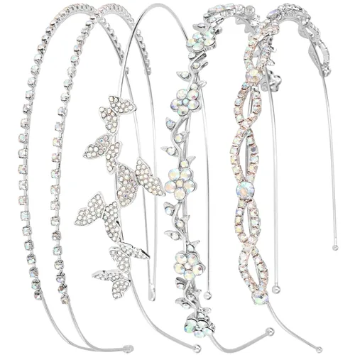 Miniatura 12 de Wecoe Diadema azul real con diamantes de imitación, diadema de flores para niña, diadema de metal de cristal para mujer, regalo de diadema de moda