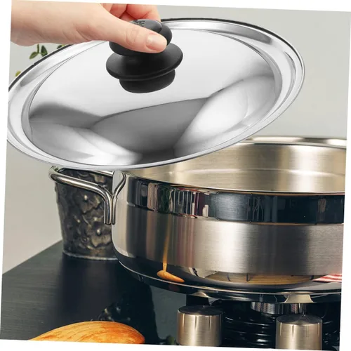 Miniatura 5 de Tapa redonda de acero inoxidable para sartén versátil para utensilios de cocina, tapa de olla para sartenes y ollas, diseño de estilo ideal