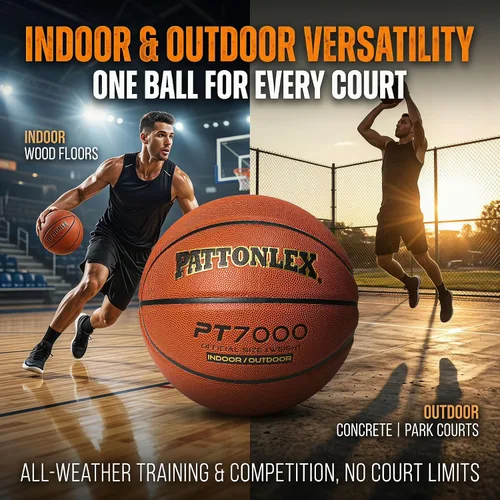 Miniatura 3 de Basketball Ball – Official Size– Composite Leather Indoor/Outdoor Basketball for Men, Women & Girls, with Pump Marrón-NO.7