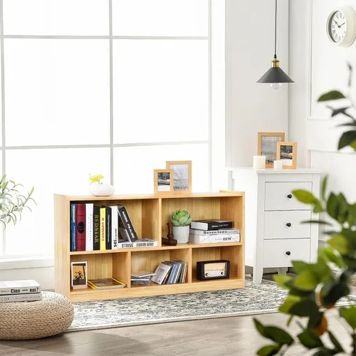 Miniatura 5 de Tangkula Estantería de 5 Cubos, Estante de Almacenamiento Abierto de Madera de 2 Niveles, Gabinete de Almacenamiento y Exhibición Multipropósito