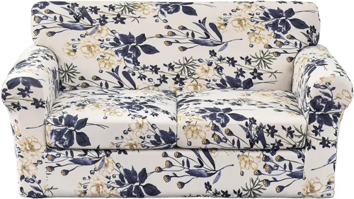 Miniatura 28 de KRFOONN - Fundas elásticas de 4 piezas para sillón y sofá, funda con estampado y 3 fundas independientes para cojines de asiento, lavables, Color01