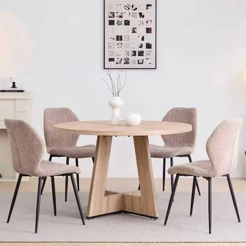 Miniatura 9 de Juego de mesa de comedor redonda de 47 pulgadas para 4 con sillas, mesa de cocina y sillas, juego de sillas modernas de mediados de siglo con patas