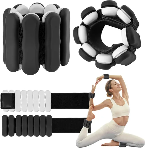 Miniatura 15 de Pesas de tobillo y muñeca para mujeres y hombres, pesas ajustables para brazos y piernas, juego de 2 (1 libra/2 libras cada una), bandas de silicona