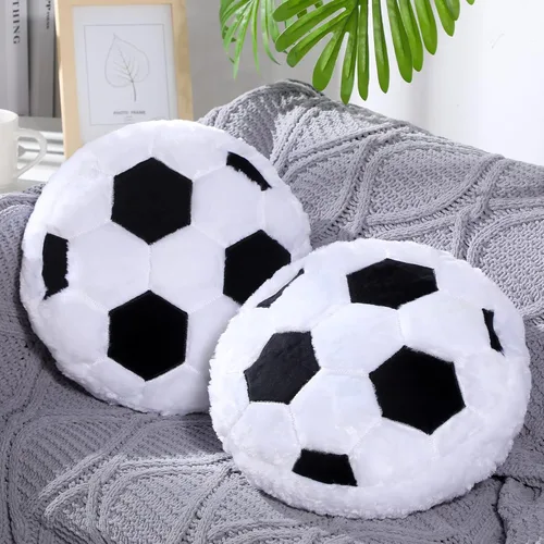 Jetec 2 almohadas de fútbol mullidas y suaves con forma de fútbol, decoración deportiva redonda de felpa para decoración de dormitorio