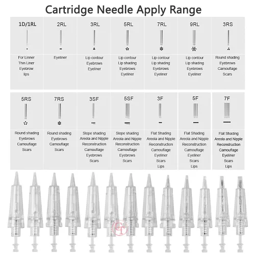 Miniatura 4 de Cartucho de agujas de maquillaje permanente para máquina de tatuaje Eyliner de cejas 1P 3P 5P 5F 7F para sombra de cejas en polvo degradado