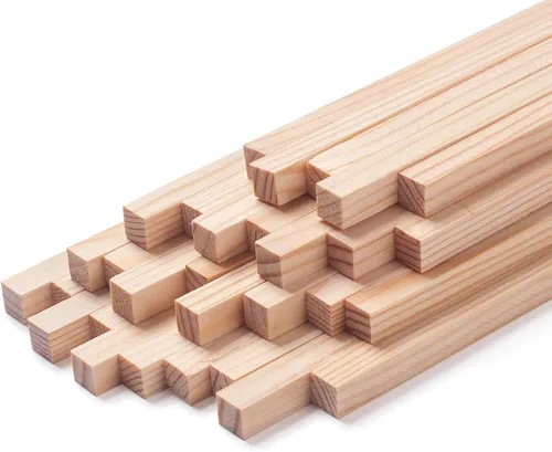 Miniatura 13 de Tacos de madera para manualidades de 1/2 x 6 pulgadas, 20 varillas cuadradas de madera, palos de madera sin terminar, pequeñas tiras de madera
