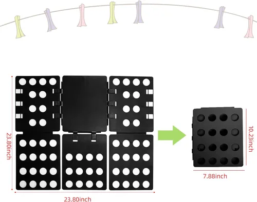 Miniatura 6 de GYE Tabla plegable para camisetas, carpeta de ropa, organizador de lavandería, herramienta duradera, de plástico, fácil y rápido, plegable para Negro