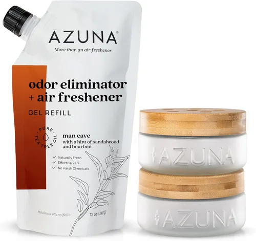 Miniatura 17 de Azuna Ambientador y Eliminador de Olor para Malos Olores Kit de 4 Habitaciones Incluye (4) Frasco de Vidrio Luxe Vacío y Recarga de Gel de 24oz