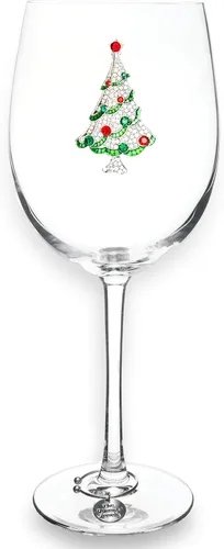 THE QUEENS' JEWELS Copa de vino con pie con joyas de árbol de Navidad, 21 oz. - Única, cumpleaños, linda, divertida, vacaciones, sin pintar,