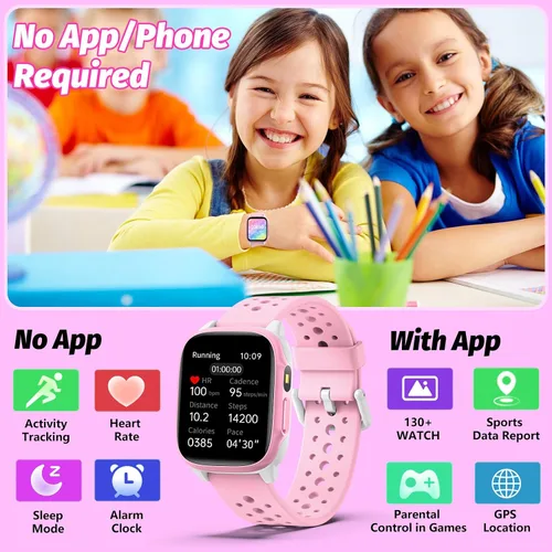 Miniatura 8 de Reloj para niños con 140 modos deportivos, rastreador de fitness para niños de 1.5 pulgadas, reloj inteligente para niñas, no requiere