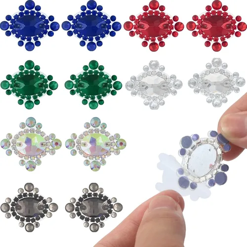 PEARLY JUN 12 parches de 6 colores mezclados con diamantes de imitación autoadhesivos, apliques de diamantes de imitación para planchar en Oatch,