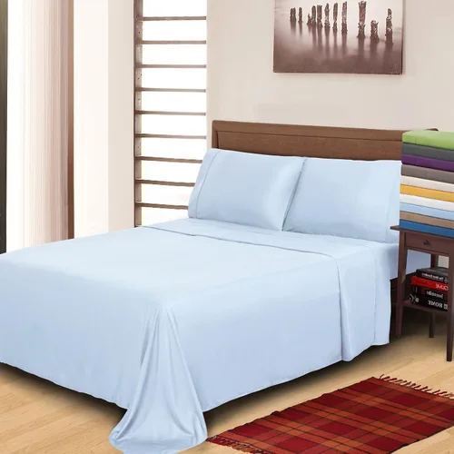 Miniatura 7 de SUPERIOR Cotton-Blend - Juego de sábanas de bolsillo profundo, tamaño individual XL, azul claro, juego de 3 piezas
