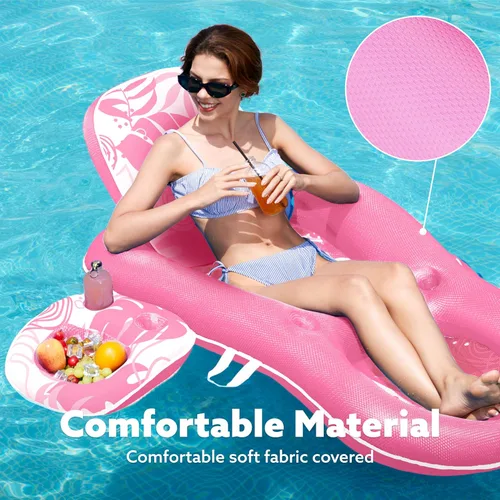 Miniatura 3 de SLOOSH Pool Floats Lounger Adult, Fabric Pool Floaties Lounge Convertible 2-in-1 Floating Water Floaty with Cup Holders Adjustable Backrest Recliner