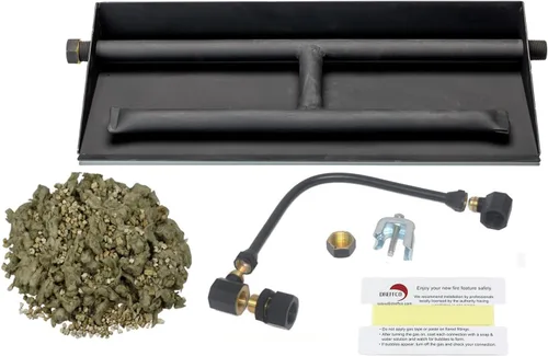Miniatura 5 de Quemador de gas de doble fila NG de 16 pulgadas con kit completo de conexión, fabricado con acero recubierto de polvo, específicamente para troncos