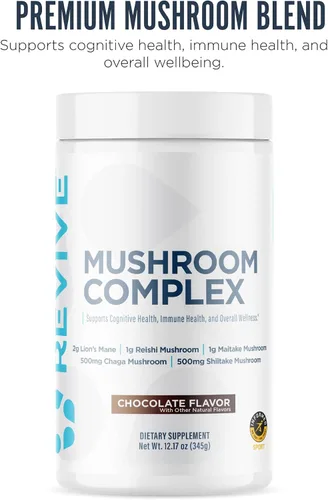 Miniatura 3 de Revive MD - Polvo de hongos, chocolate, suplemento de hongos que apoya la concentración, cognitiva, inmune y salud cerebral con una mezcla de melena