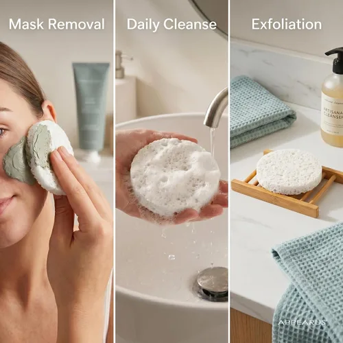 Miniatura 6 de Appearus Esponjas faciales de celulosa natural, paquete de 100 (comprimidas), almohadillas profesionales de esponja facial de spa para limpieza