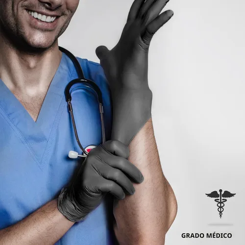Miniatura 3 de Medguy - Guantes desechables de nitrilo, 4.5 mil, color negro, sin polvo, sin látex, aptos para alimentos, para examinación, tatuajes, preparación