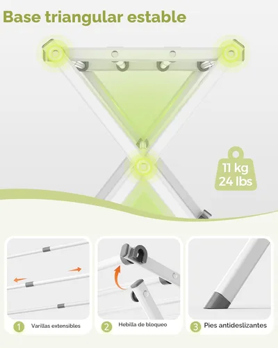 Miniatura 5 de APEXCHASER Tendedero para Ropa – Estante de Secado de Ropa de Metal de 3 Niveles Plegable, Estante de Secado de Ropa Expandible, Pequeño Aireador