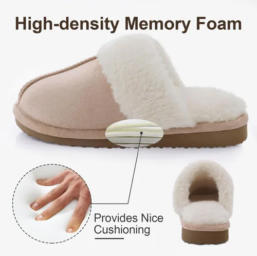 Miniatura 4 de Litfun Pantuflas mullidas de espuma viscoelástica para mujer, zapatos de invierno para interiores y exteriores