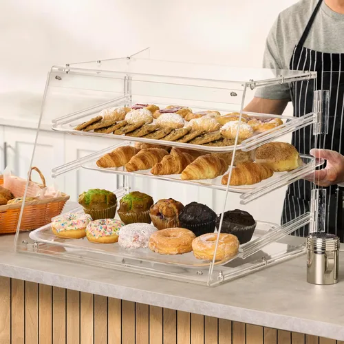Miniatura 5 de Winco Vitrina de pastelería de 3 niveles, acrílico mediano