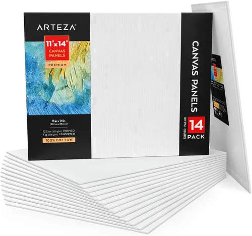 Miniatura 11 de ARTEZA Tableros de lienzo para pintura, 12 x 16 pulgadas, paquete de 14, paneles de lienzo blanco en blanco para pintura acrílica, óleo y gouache