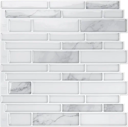 Miniatura 12 de Art3d Protector contra salpicaduras de 10 hojas, 12 pulgadas x 12 pulgadas, diseño de mármol blanco