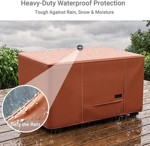 Miniatura 6 de NettyPro Funda rectangular impermeable para mesa de centro de patio, 36 x 20 x 18 pulgadas, para muebles de exterior, rectangular, color marrón