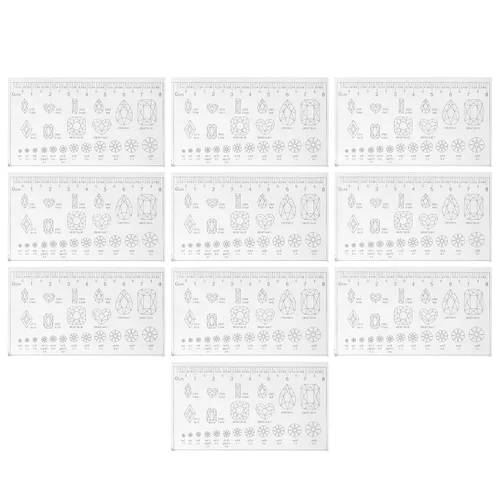 Miniatura 6 de Regla de medición de uñas, 10 piezas, ultra fina, flexible, material de PVC, 0.5 in de longitud