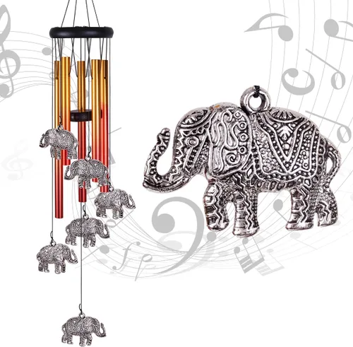 Campanillas de viento de elefante para decoración exterior/interior - Móvil romántico atrapavientos completamente hecho a mano, campanillas de
