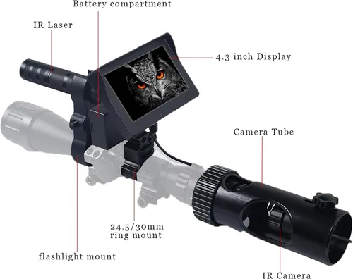 Miniatura 5 de Monocular de visión nocturna para adultos, pantalla de 4.3 pulgadas, 720P, video/foto, cámara de visión nocturna con linterna infrarroja infrarroja
