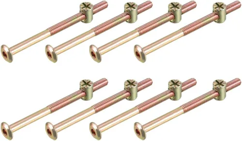 uxcell M6x85mm - Juego de tuercas hexagonales para muebles, 1.890 in, longitud de rosca con tuercas de barril para camas, cabeceros, sillas, 8 juegos