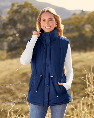 Miniatura 4 de BTFBM Chaleco casual para mujer, con botones, con cremallera, acolchado, con cordón, sin mangas, con bolsillos