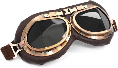 Miniatura 2 de Gafas de motocicleta estilo vintage de piloto aviador para motocross, cruiser, scooter, anti UV, antiarañazos, a prueba de polvo para ciclismo