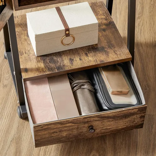Miniatura 7 de SONGMICS UJJC004X01 - Organizador de joyas con cerradura con espejo de longitud completa, cajón inferior, estante, ruedas, regalos de Navidad
