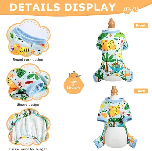 Miniatura 5 de Pijamas para Perros Shifenmei Ropa Suave y Elástica para Perros Pequeños Niña Niño Perros de Tamaño Mediano Primavera Verano Ropa para Cachorros