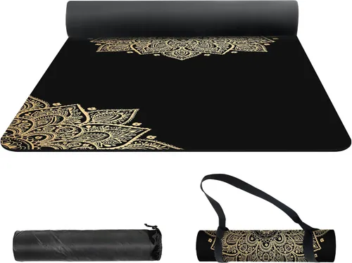 Miniatura 2 de nuveti Alfombrilla de yoga con estampado extra grueso de elastómero termoplástico antideslizante con bolsa de transporte, 72 x 24 pulgadas, extra