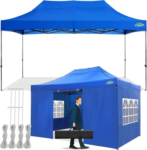 Miniatura 11 de COBIZI Carpa Toldo Emergente de 10x10 pies, Toldo de 10x10 con 4 Paredes Laterales Impermeable de Servicio Pesado Carpa Comercial para Fiestas