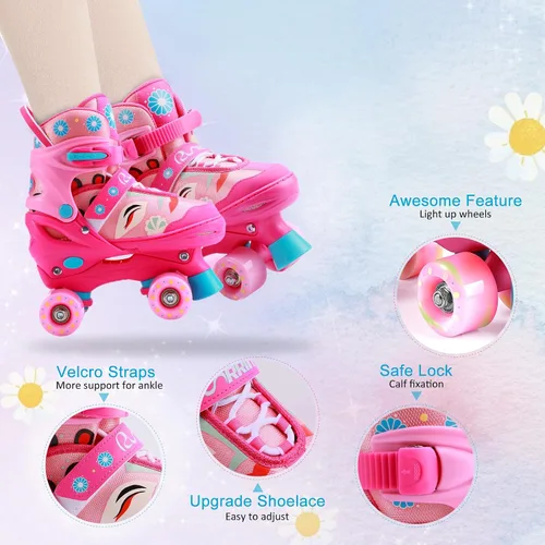 Miniatura 3 de Patines ajustables para niños y niñas con ruedas iluminadas, patines para niños de 6 a 12 años, niños pequeños de 3 a 5 años, jóvenes y mujeres