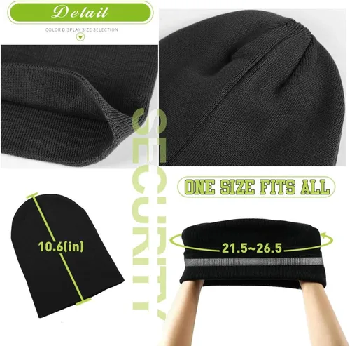 Miniatura 6 de Hi Vis - Gorro de seguridad para personalizar tu logotipo, gorro de punto de invierno con tiras reflectantes unisex