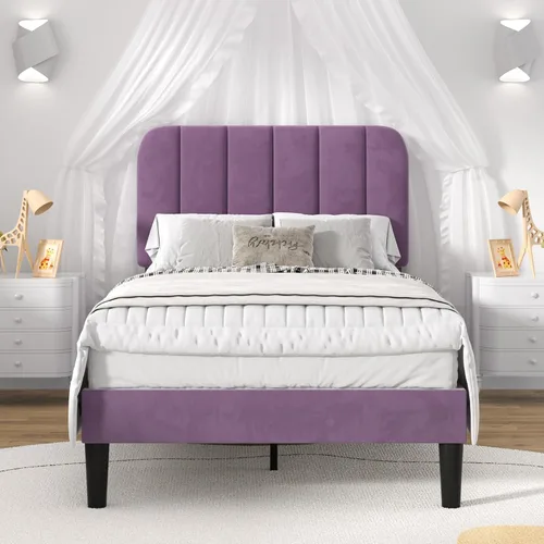 Miniatura 45 de VECELO Marco de Cama Tapizada Tamaño Full con 4 Cajones y Cabecero, Marco de Cama Plataforma de Almacenamiento de Terciopelo, Soporte de Listones