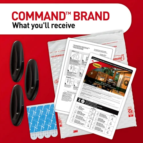 Miniatura 7 de Ganchos Command para exterior grandes de bronce, soporta hasta 5 lb, 3 ganchos y 4 tiras Command, ganchos de pared sin daños para colgar