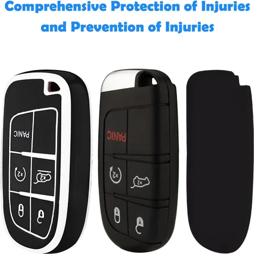 Miniatura 4 de XIYANG TRADE Funda para llavero Jeep con llavero, carcasa de TPU suave protección completa para llave inteligente Grand Cherokee Renegade Chrysler